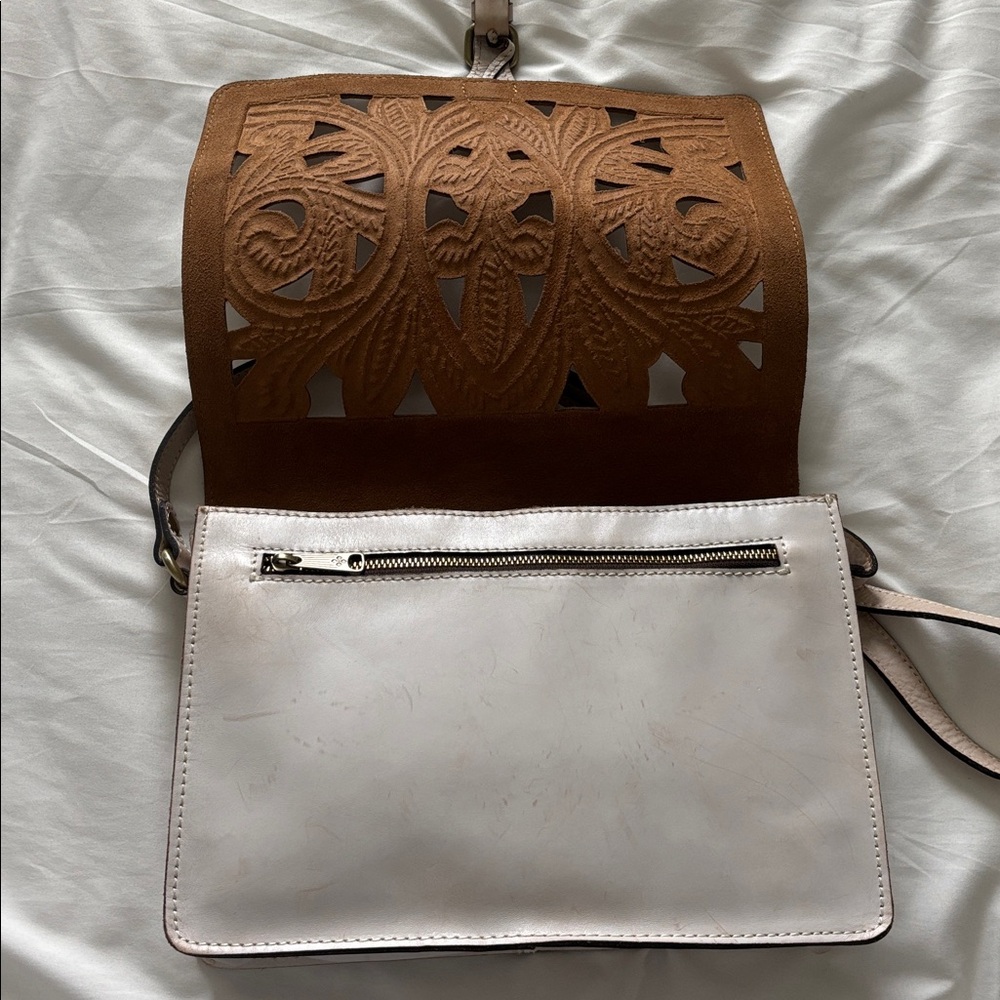 Patricia Nash Leather Salandra Flap Crossbody Natural White Cutout - Picture 9 of 12